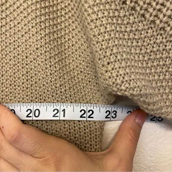 Blair Shaker Stitch Dolman Sweater crew neck short sleeve beige tan size M - Picture 6 of 8